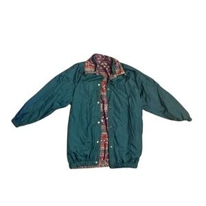Vintage 90s Reversible Green Windbreaker and Floral Fleece Women's S/M NWT